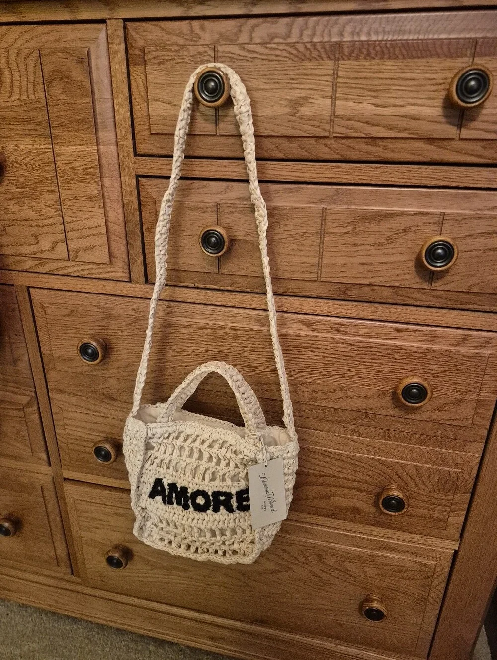 NWT Universal Thread Cream Colored Raffia Crocheted Bag